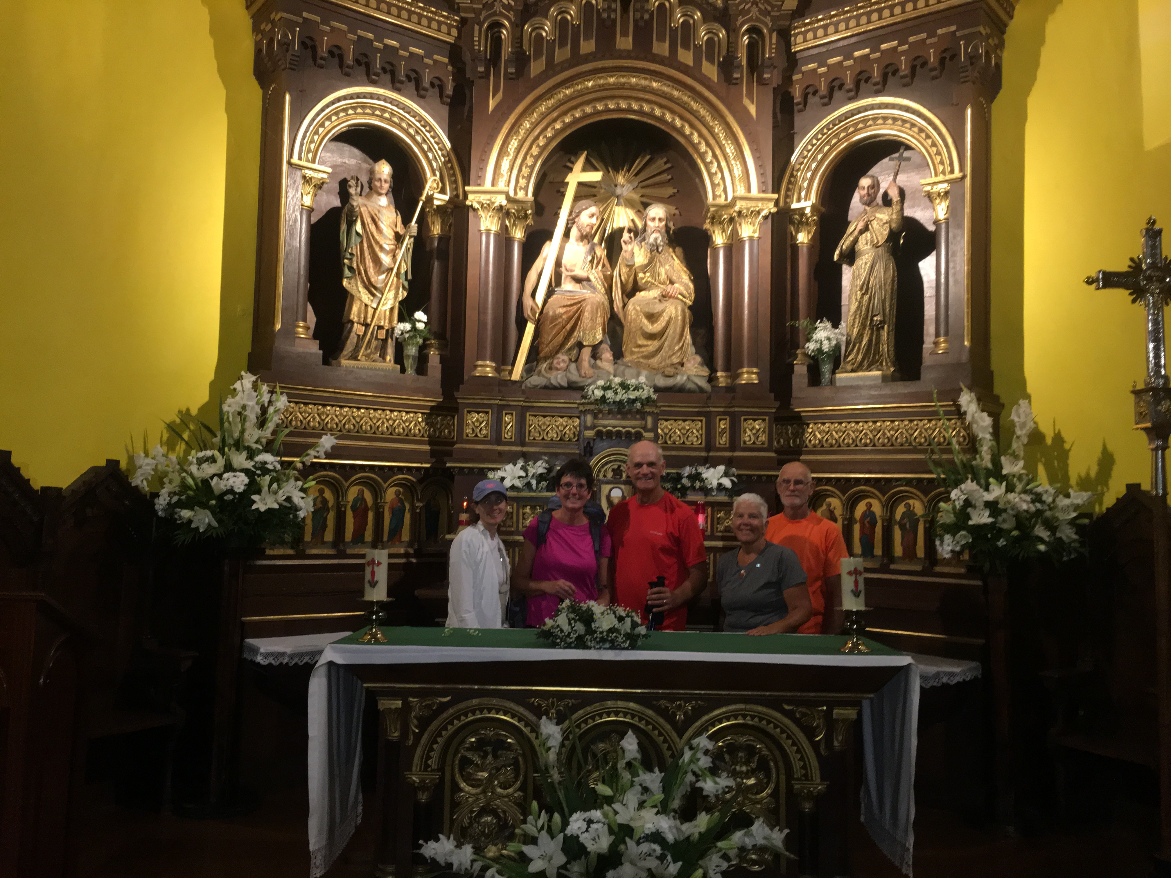 Chapel at the albergue in Villava. Stefani, Vicki, Steve, Cea & Stan